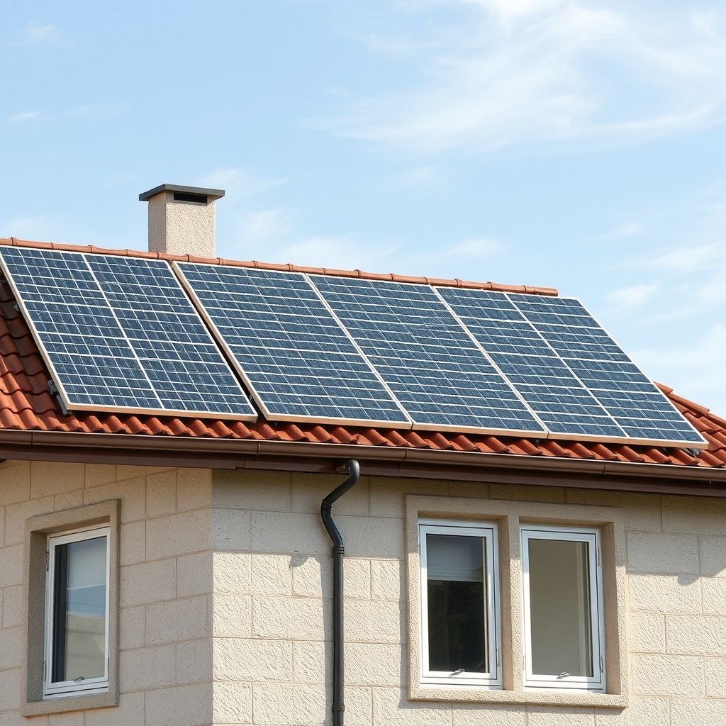 Bir evin çatısına montaj yapılmış Civic Solar panelleri