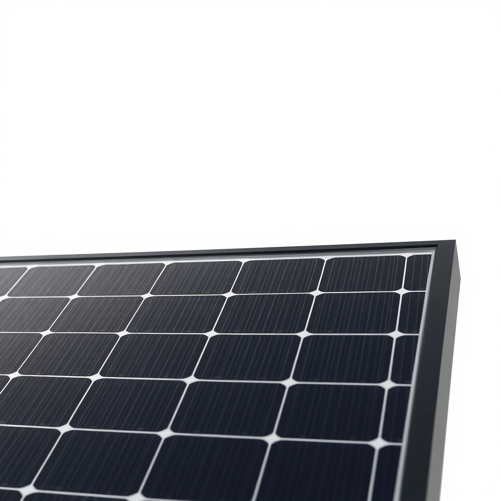 A photorealistic close-up illustration of an LG Neon R solar panel showing the cell struct