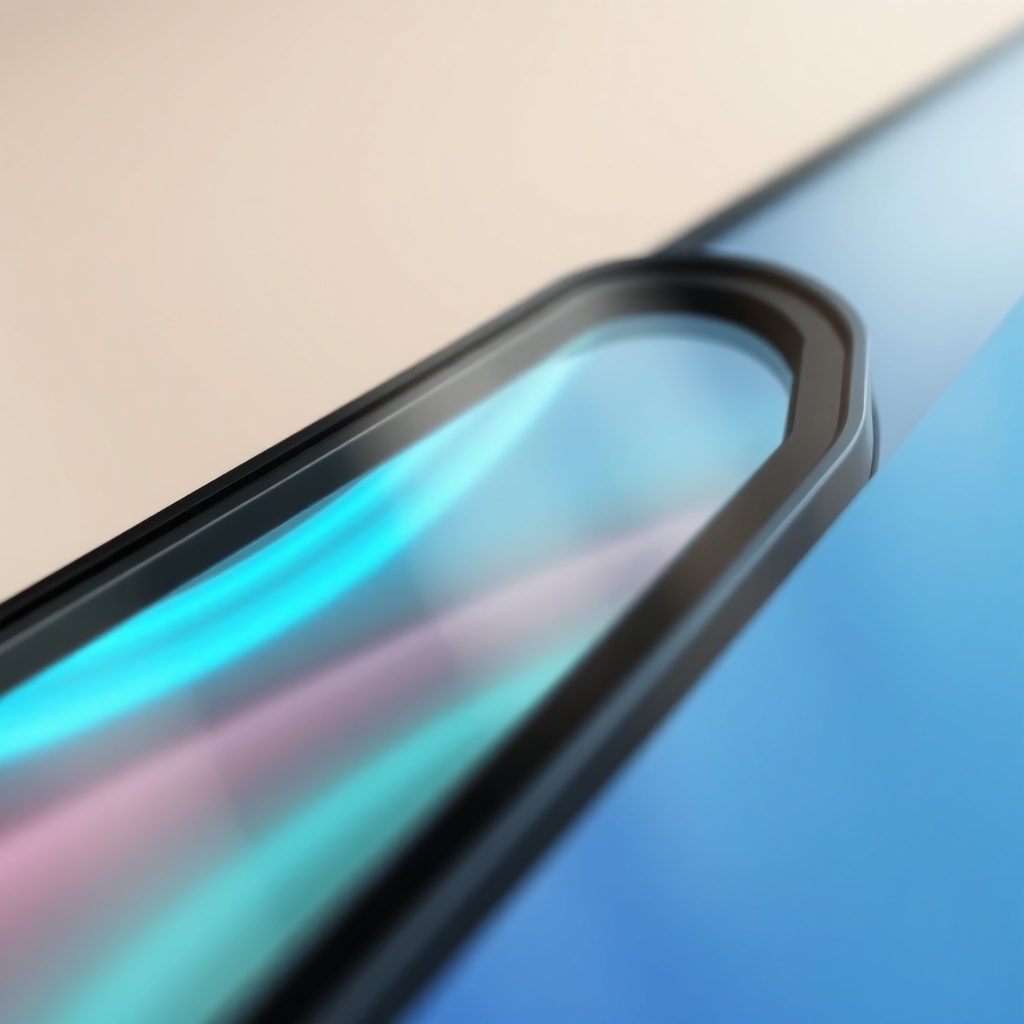 <Clean photorealistic close-up of LG Neon R panel surface showing cell structure and frame