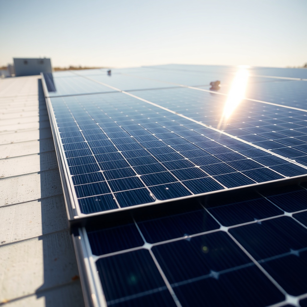 A close-up photorealistic photo of SunPower Maxeon 6 AC solar panel's backsheet and juncti